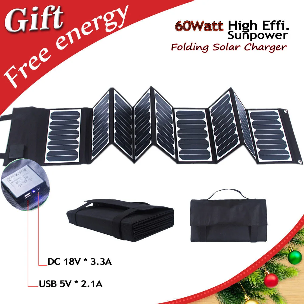 Складная солнечная панель 60 Вт высокая эффективность 24% Sunpower портативное