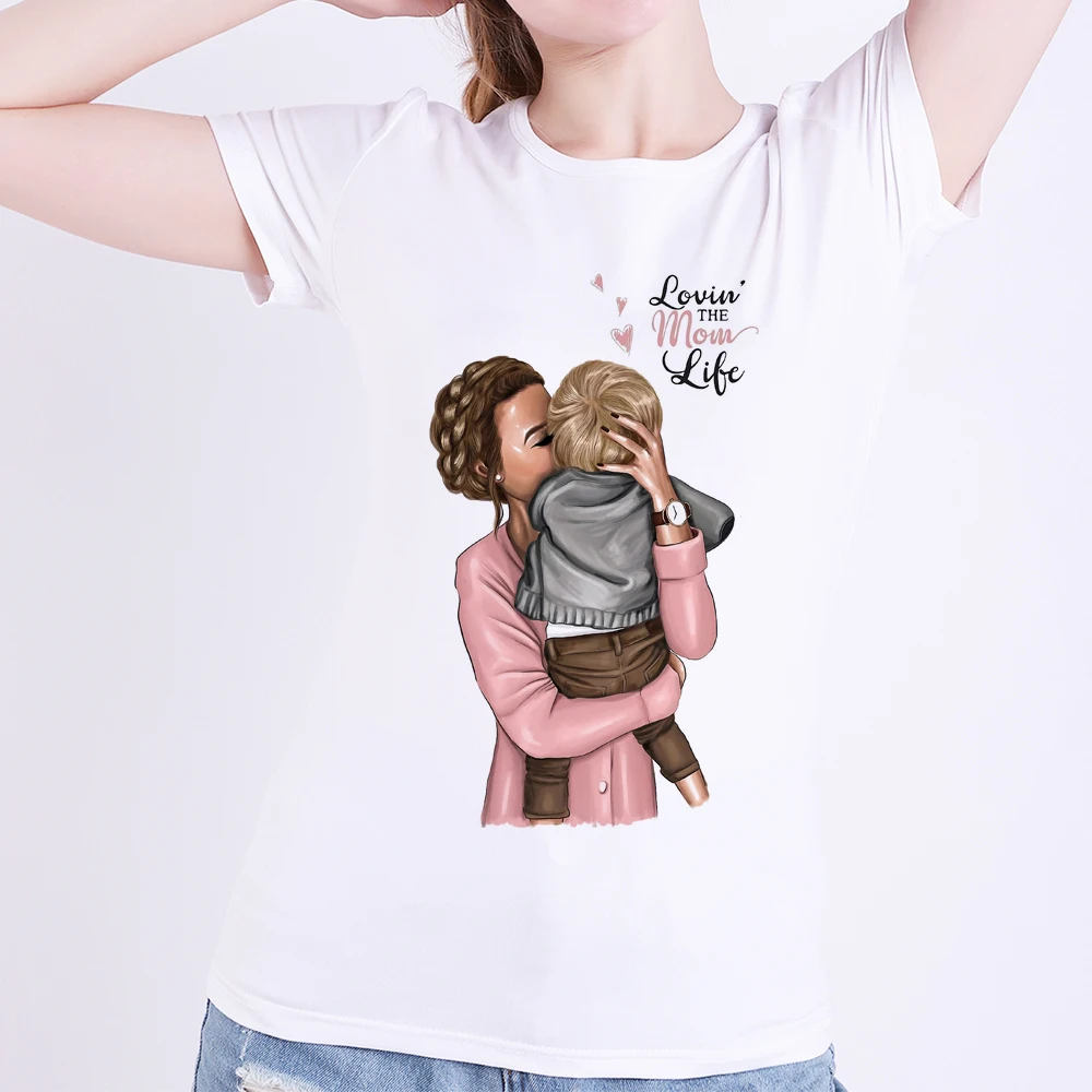 Lovin the Mom Life Vogue Женская футболка Модальная модная летняя белая Повседневная