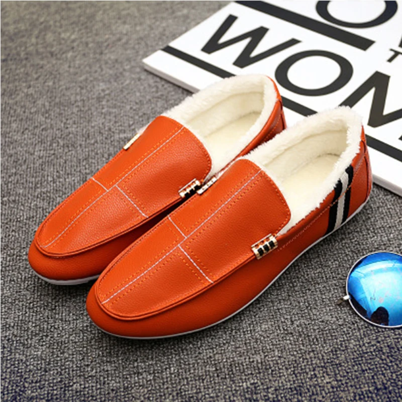 Mingpinstyle Men's Casual Shoes Cashmere Solid Low Help Light Fashion Peas Male Soft Comfortable Warm Pedaling | Обувь