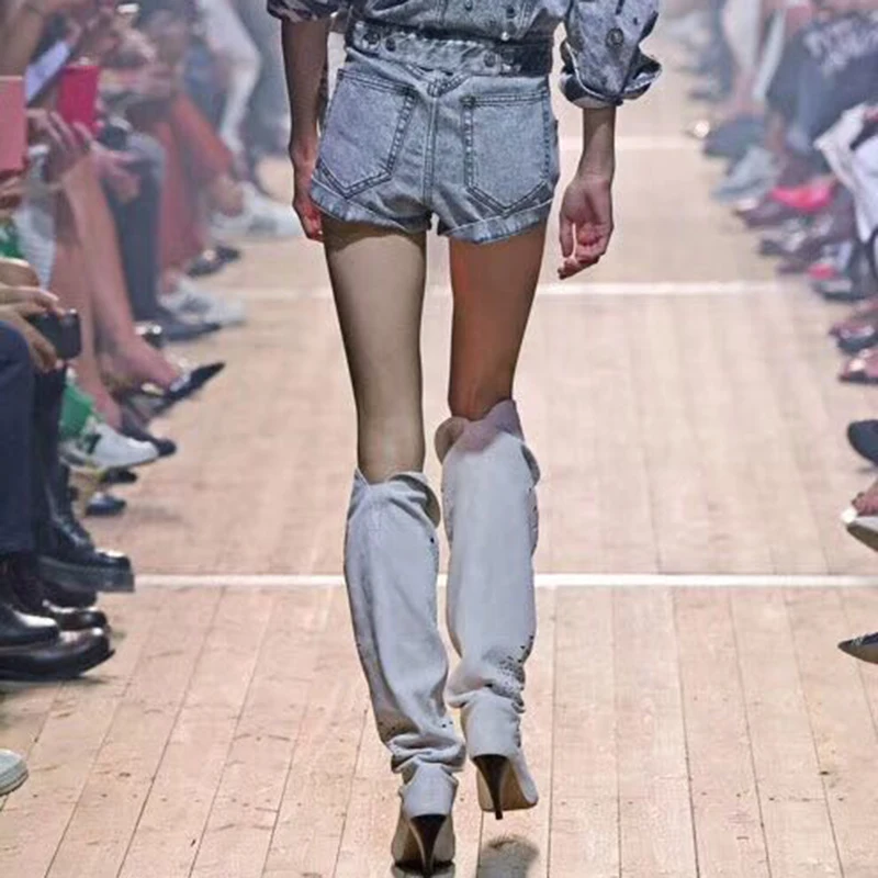 Женские джинсовые брюки Twotwinstyle уличные с высокой талией и эффектом потертости