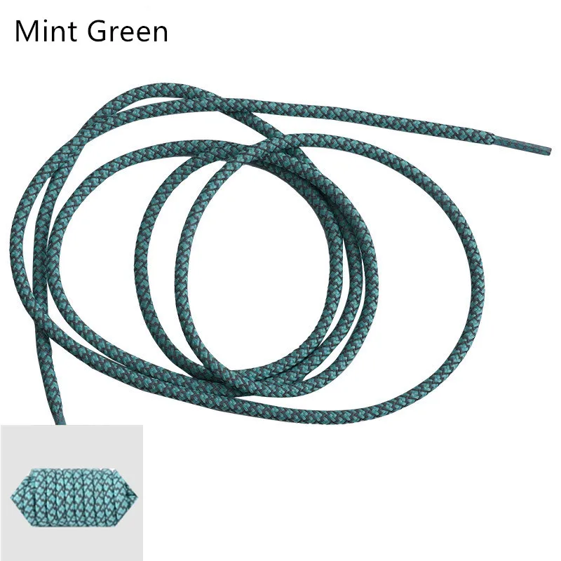 mint green 1 пара 120 см флуоресцентный кроссовки шнурки спортивные шнурки 3м Reflective круглые веревочные шнурки светлые шнурки Пеший Туризм Бег - Цвет: mint green