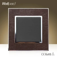 wallpad professional luxury square 10a 16a 1 gang 1 way goats brown leather ac 110 250v push button light switch free shipping