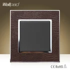 Wallpad Профессиональный роскошный квадратный 10A-16A 1 банда 1-позиционный коз коричневый кожаный AC 110-250V кнопочный светильник, переключатель, бесплатная доставка