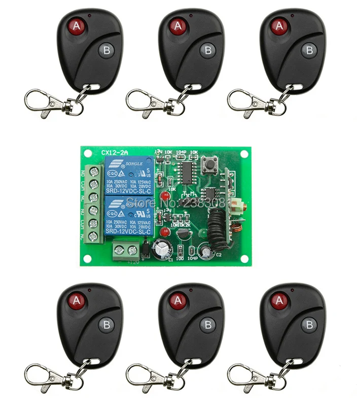 

Новый DC12V 2CH беспроводной переключатель системы дистанционного управления teleswitch 1 * приемник + 6 * передатчики для приборов ворота гаража