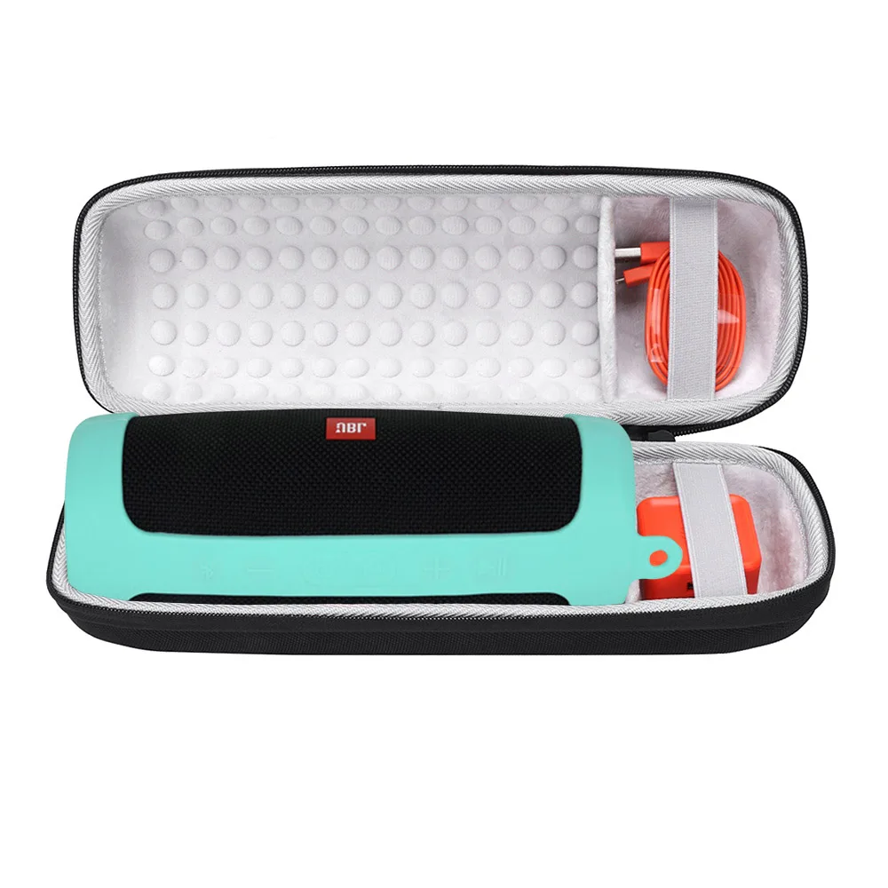 Hard or Soft Green 2 in 1 Hard EVA Carry Zipper Storage Box Bag+ Soft Silicone Cover Case For Charge 4 Bluetooth Speaker Bag for jbl charge 4 case - Цвет: Hard or Soft Green