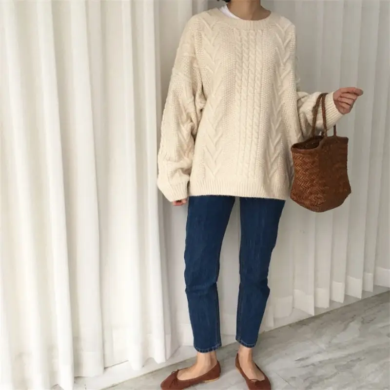 Alien Kitty Stylish New Winter Sweater Outwear Comfortable Simple Fresh Pullover High Quality Free Warm Beige Thicken Cute | Женская