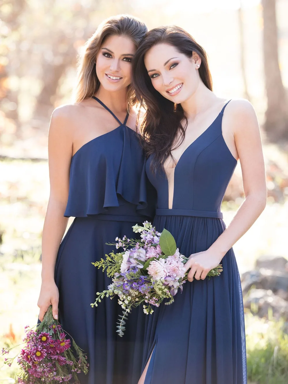 Vestido Madrinha темно-синие платья подружек невесты длиной до пола длинное свадебное