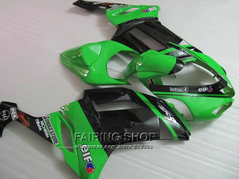 Обтекатели высокого качества для Kawasaki zx6r 2008 08/07 2007 Зеленый черный обтекатель
