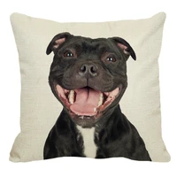 xunyu staffy dog pattern linen pillow case sofa square decorative pillow cover animal cushion cover 45x45cm ac015