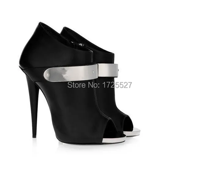 Free Shipping 2015 Summer Women Famous Brand Ankle Boots High Quality Genuine Leather Peep Toe White And Black Colors | Обувь