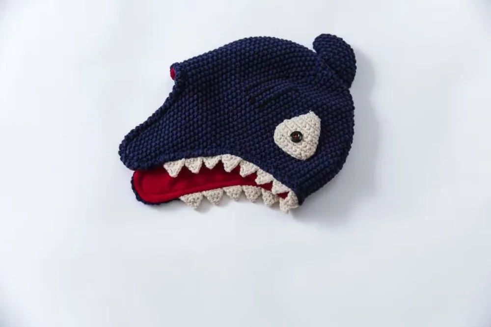 Cute Shark Shape Toddler Hat Cotton Baby +Gloves Set Crochet Beanies Kid Fall Winter Cap Handmade Windproof Earmuff | Аксессуары для