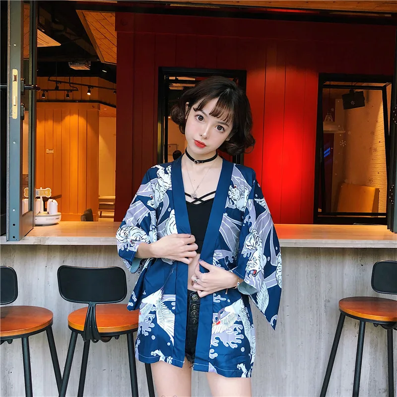 Yukata женский кимоно кардиган рубашка Harajuku Kawaii стиль Kimonos женская блузка 2019 Haori