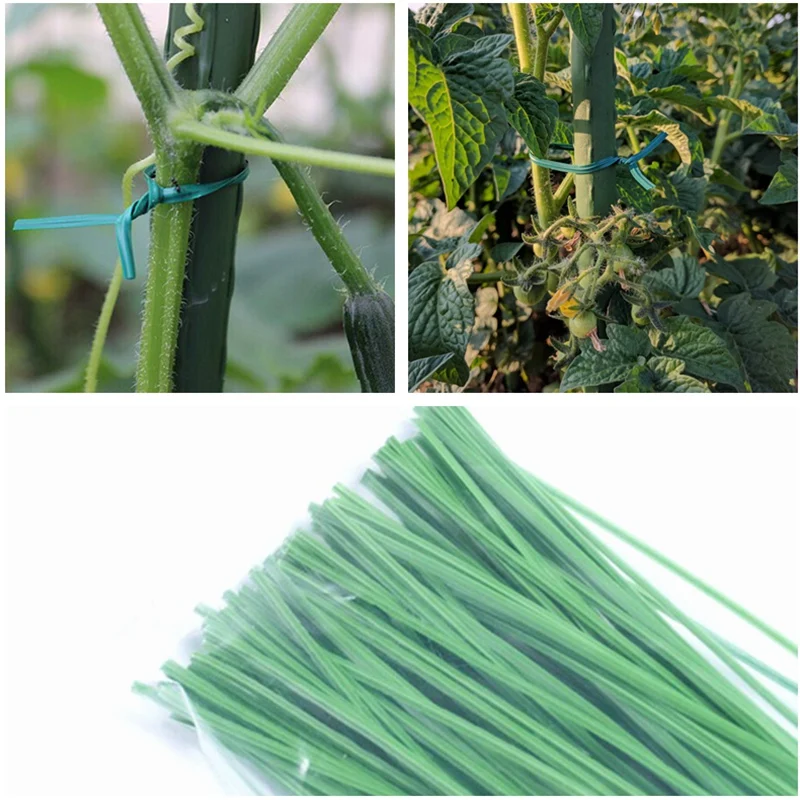 

100pcs Green Gardening Vine Climbing Plants Cable Tie Lines Plant Brackets Parts Bonsai Flower Cucumber Grape Rattan Supports