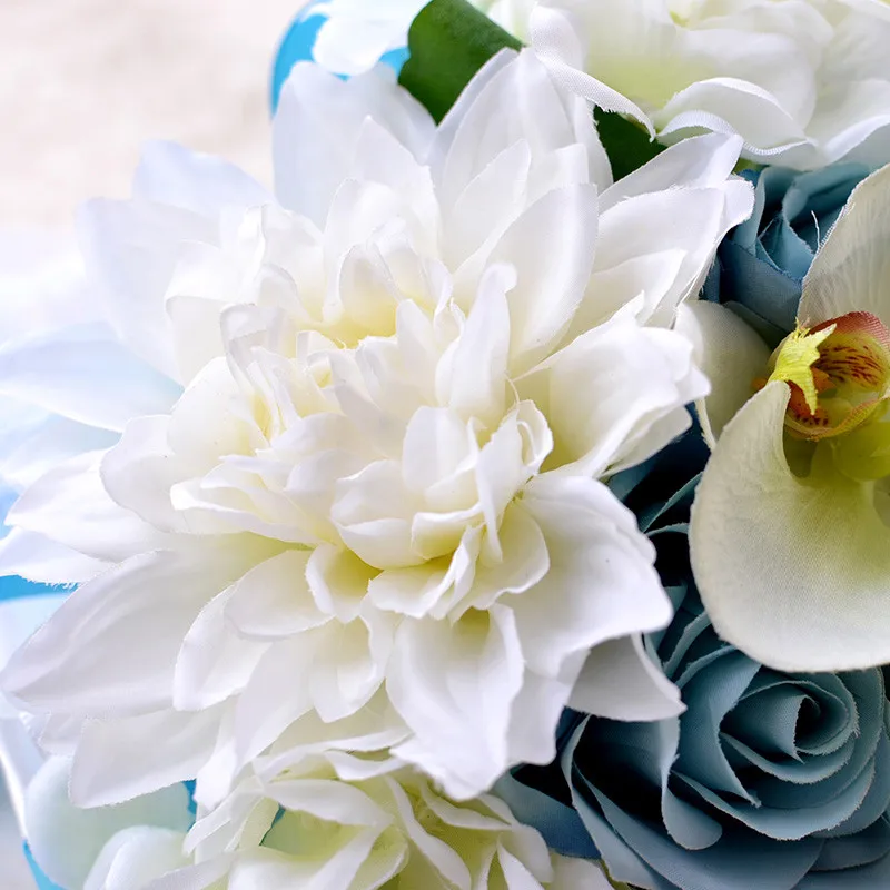 

Light Blue Bridal Bouquets Wedding Bouquets For Brides Buque de noiva Artificial Wedding Flowers Outside Wedding