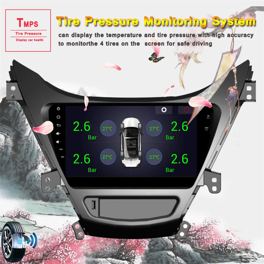 Android 9 "2Din автомобильный Радио GPS мультимедийный плеер для 2011 2012 2013 Hyundai Elantra