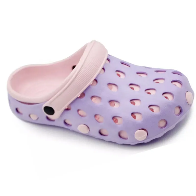 PURPLE Г., Новое поступление, настоящие сандалии Sapatos Mulher sapato feminino Женская обувь с двойными цветными отверстиями женские сабо для сада - Цвет: PURPLE