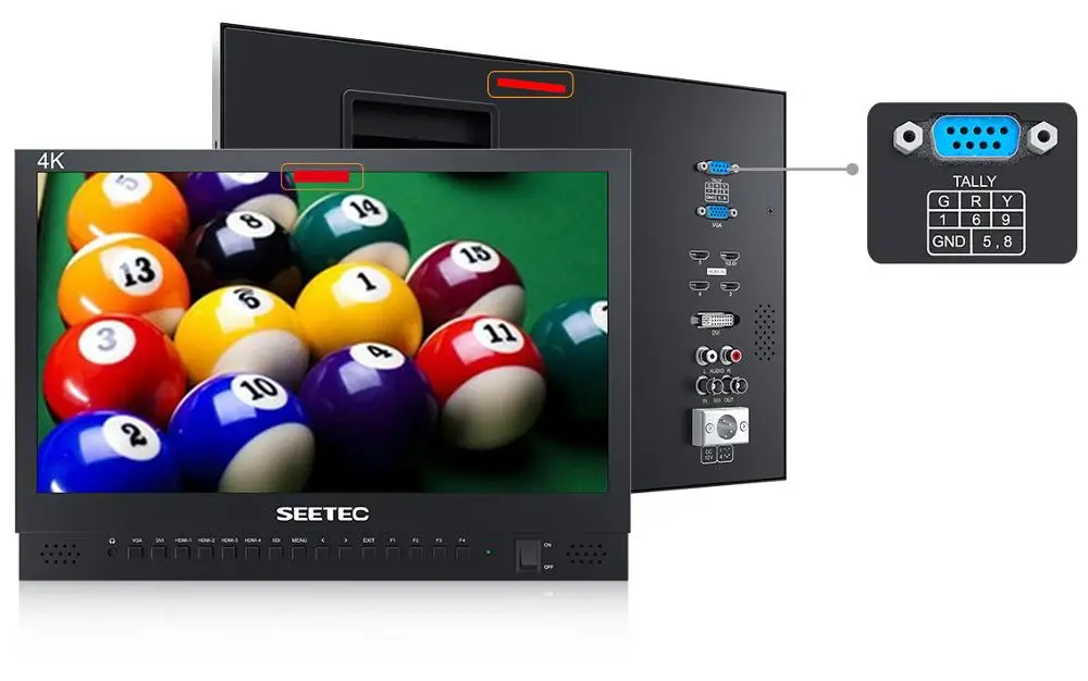 SEETEC 4K156-9HSD 15,6 дюймов ips 3g SDI вещательный монитор UHD 3840x2160 4K видео монитор lcd 4x4K HDMI Quad Разделенный экран VGA DVI