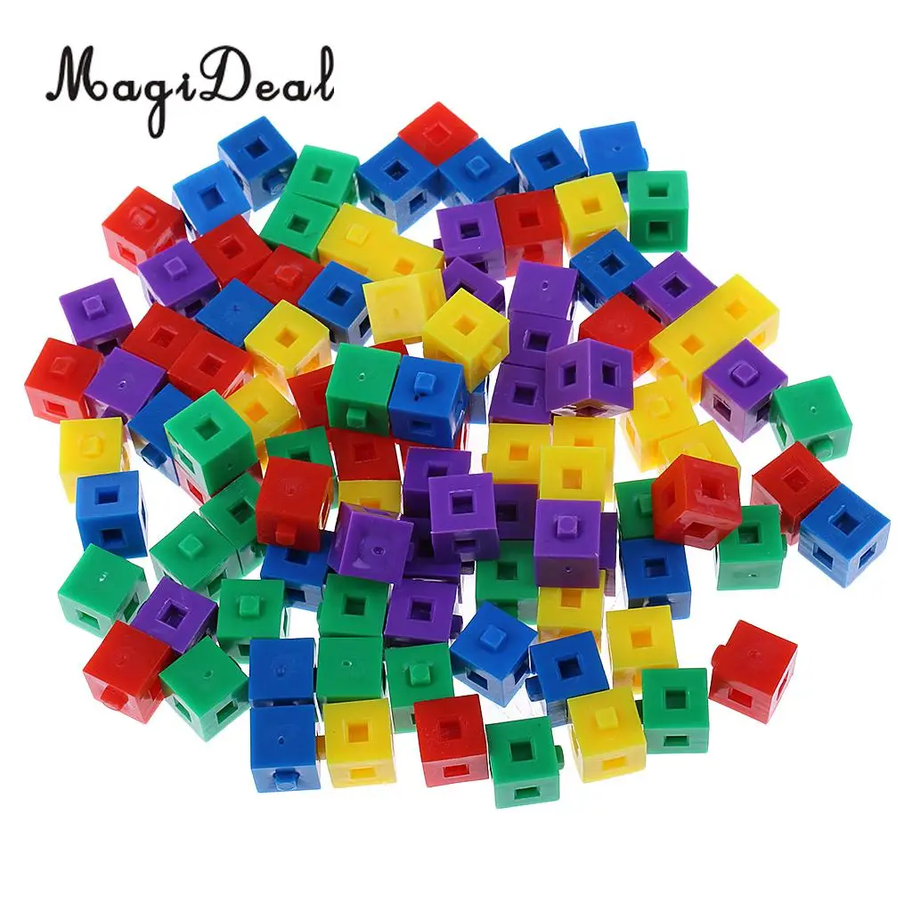 

MagiDeal 100Pcs/Pack Plastic Kids Children Stacking Cube Building Kit Pop Linking Cubes for Party Fun Intelligence Toy 1cm