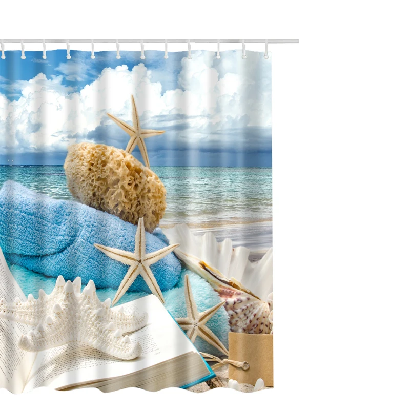 

1PC Curtain for the Bathroom Shell Printed Waterproof Shower Curtain Home Bathroom Polyester Fabric Shower Curtain Bath