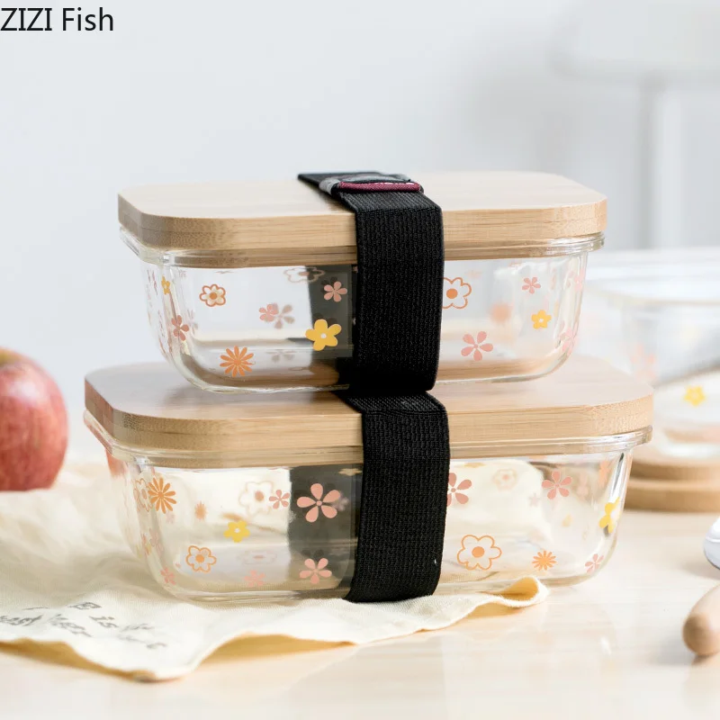Transparent Glass Lunch Box Portable Dinnerware Food Storage Container Children Kids School Office Portable Bento Box
