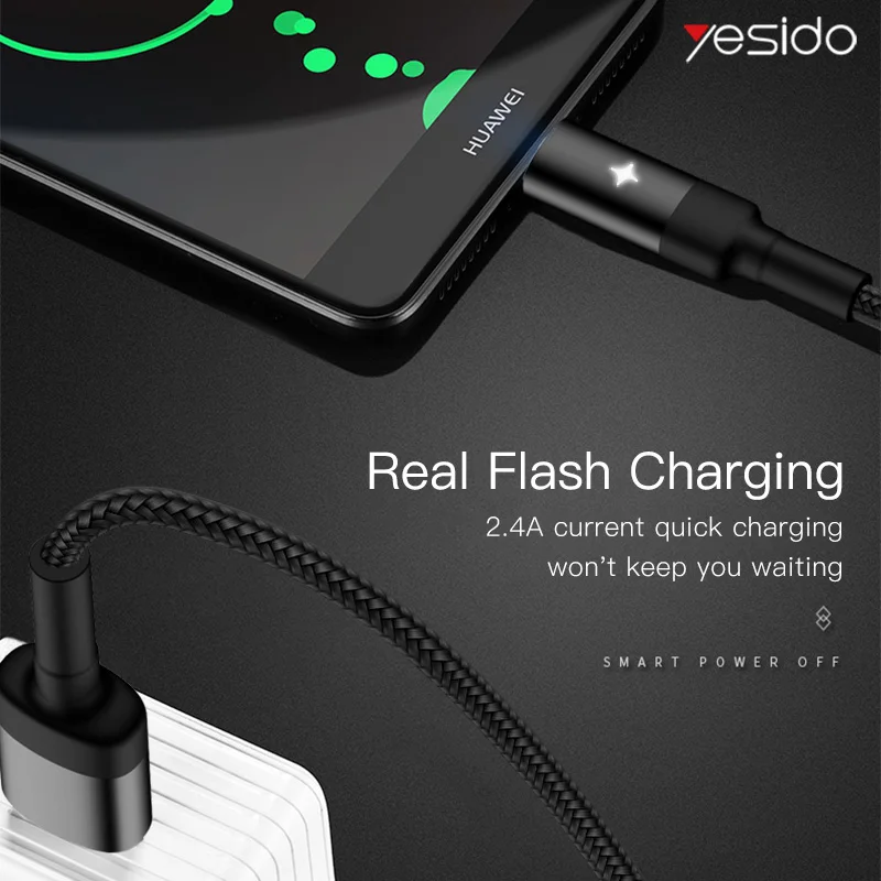 Yesido CA28 Smart power Off usb type C кабель для быстрой зарядки type-c кабель для samsung S10 S9 Xiaomi huawei USB C кабель для передачи данных