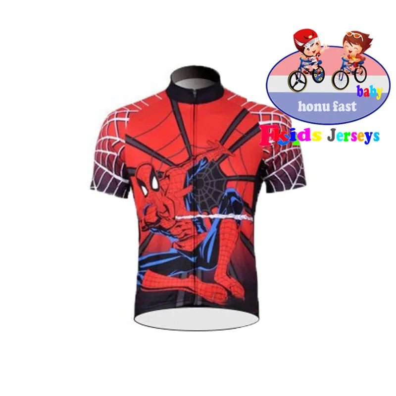 Short sleeve Детская Велосипедная форма Супермен Человек-паук велосипедов футболка с коротким рукавом, с короткими рукавами, комплекты детский MTB дорожный велосипед Костюмы - Цвет: Short sleeve