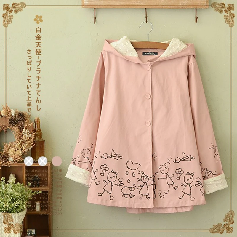 Куртка женская с капюшоном и принтом в виде граффити свободная хлопковая