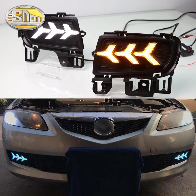 SNCN 2 шт. светодио дный днем ходовые огни для Mazda 6 2005 2006 2007 2008 автомобильные аксессуары Водонепроницаемый 12 В DRL светодио дный туман лампы, украшения