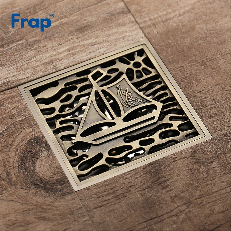 

Frap Antique Bronze Brass Floor Drains10*10cm Art Carved Bathroom Shower Square Strainer Waste Grate Floor Drain Hardware Y38064