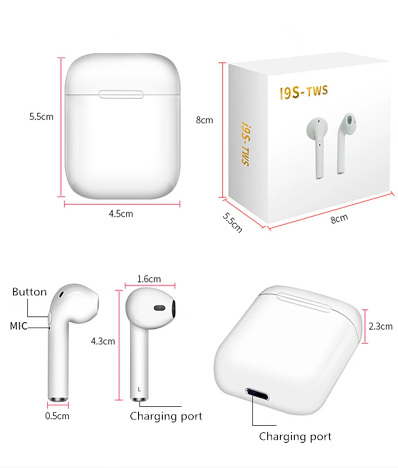 I9S 5 0 TWS беспроводные наушники портативная bluetooth гарнитура невидимые для IPhone samsung