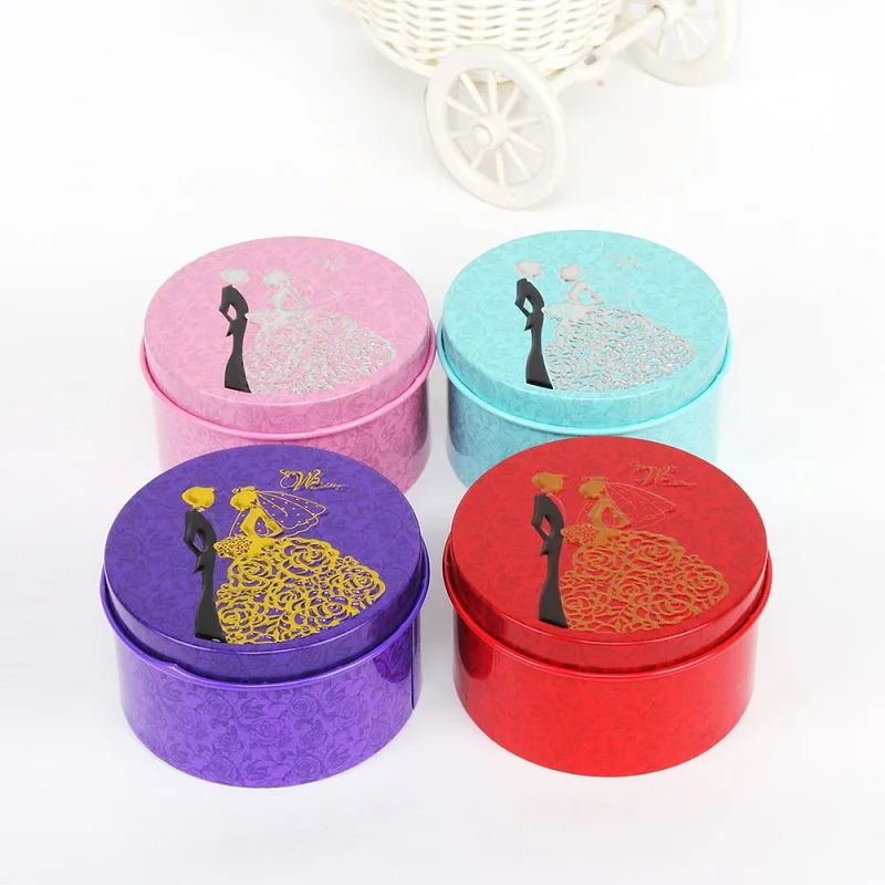 200 шт. круглая металлическая жестяная коробка для конфет невесты жениха