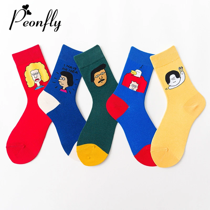 PEONFLY Новинка 2019 осень зима мультфильм забавные женские носки с изображением