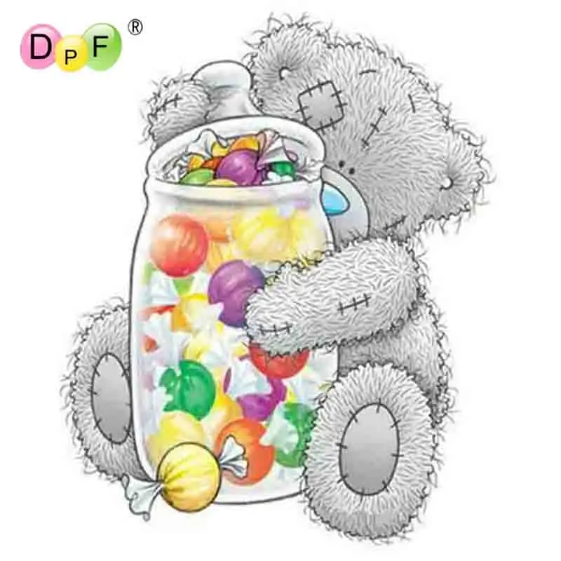 DPF алмазная живопись вышивка крестиком мишка тедди любит конфеты полноразмерная