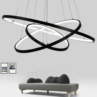 glod black white color modern pendant lights for living room dining room 4321 circle rings led lighting ceiling lamp fixtures