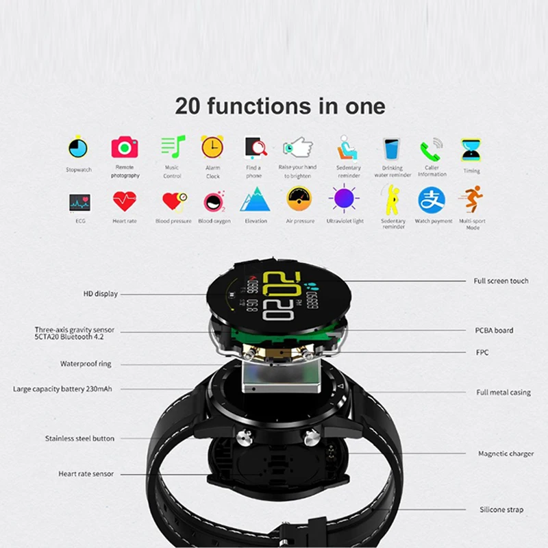 FocuSmart 2019 DT28 спортивные Смарт часы IP68 Водонепроницаемый фитнес трекер монитор