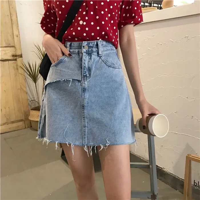 Новая джинсовая юбка Все в одном 2019|Женские юбки| |