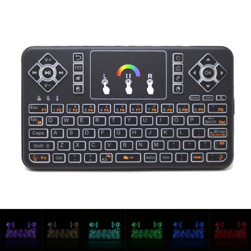 Q9 цветная RGB подсветка 2 4G мини беспроводная клавиатура Air Mouse с тачпадом для Android TV