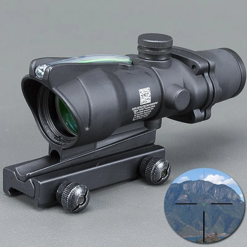 Охота Прицел ACOG 4X32 настоящий волоконный оптика красный освещенный точечный элемент Chevron Стекло гравированный сетка тактический оптический прицел - Цвет: HG-Cross