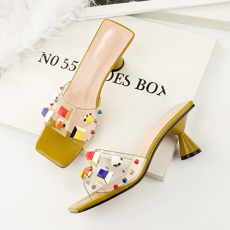 Green Pensamiento Summer Women Slippers High heels Sandals Fashion Candy colors Female Flip Flops Casual Vacation Jelly Shoes Woman - Цвет: Green