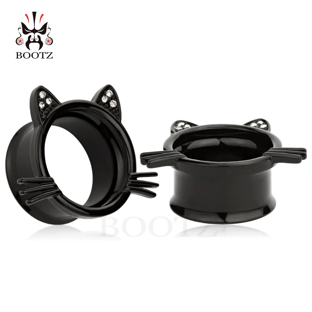KUBOOZ пирсинг для ушей, туннель, пробки, кошачий кристалл, нержавеющая сталь, серьги, расширитель, модные украшения для тела, подарок для женщин и мужчин, 2 шт