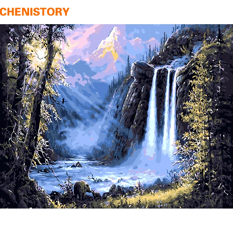

CHENISTORY Mountain Waterfall Landscape DIY Painting By Numbers Kits Drawing Modern Wall Art Picture For Home Decor 40x50cm Arts
