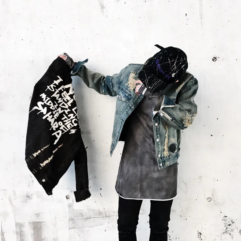 Мужская джинсовая куртка повседневная хлопковая с дырками 2019|jacket casual|fashion jacketjacket