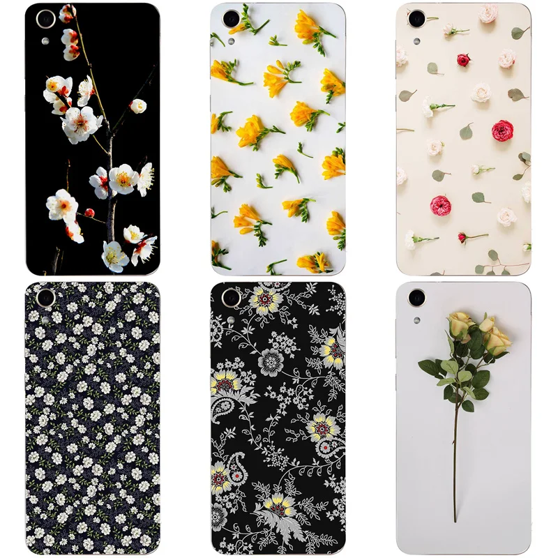 Чехол для HTC Desire 728 728G Dual Sim D728T D728W задняя крышка с цветочным принтом Оригинальный