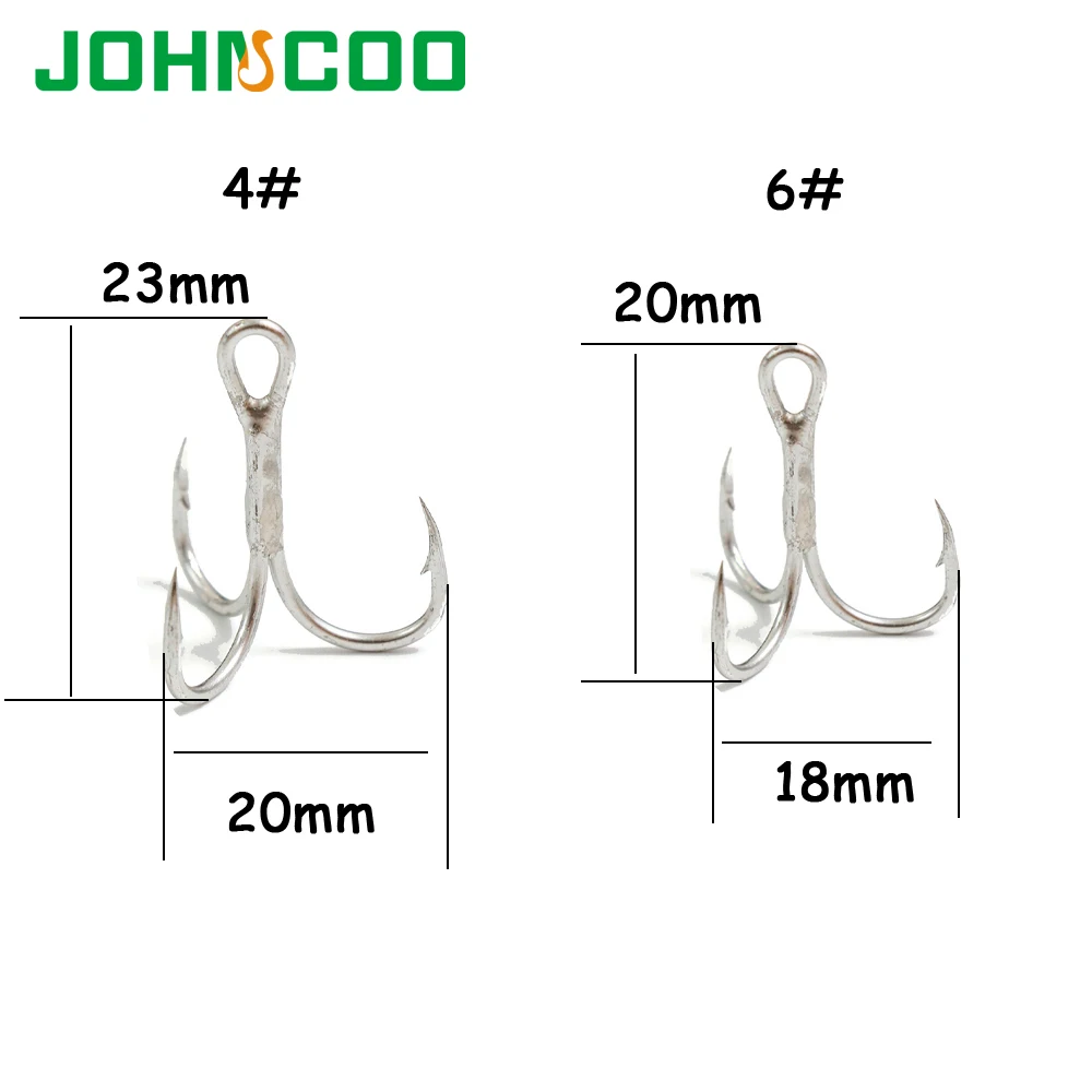 JOHNCOO Новый 10 шт Высокоуглеродистая сталь Тройной крюк 4 #6 # супер сильный бак