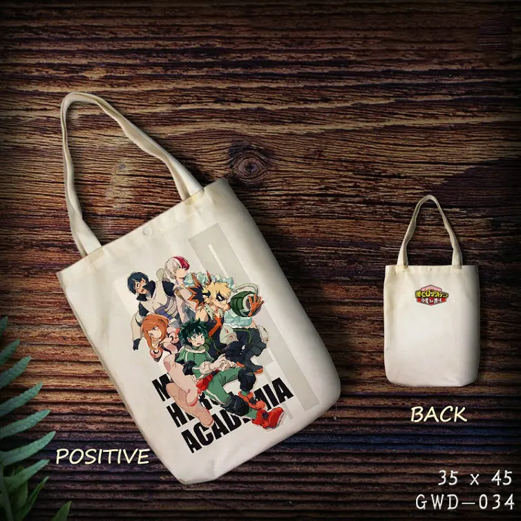 

My hero academy Custom Canvas Shopping Bag Anime Eco Reusable Foldable Shoulder Bag Shopping Bag Wholesale Custom cartoon