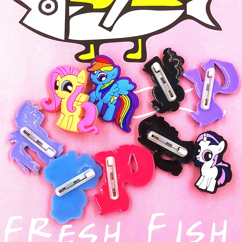 1 шт. милый мультяшный конь Единорог ПВХ бейдж брошь на булавке Аниме Фигурка