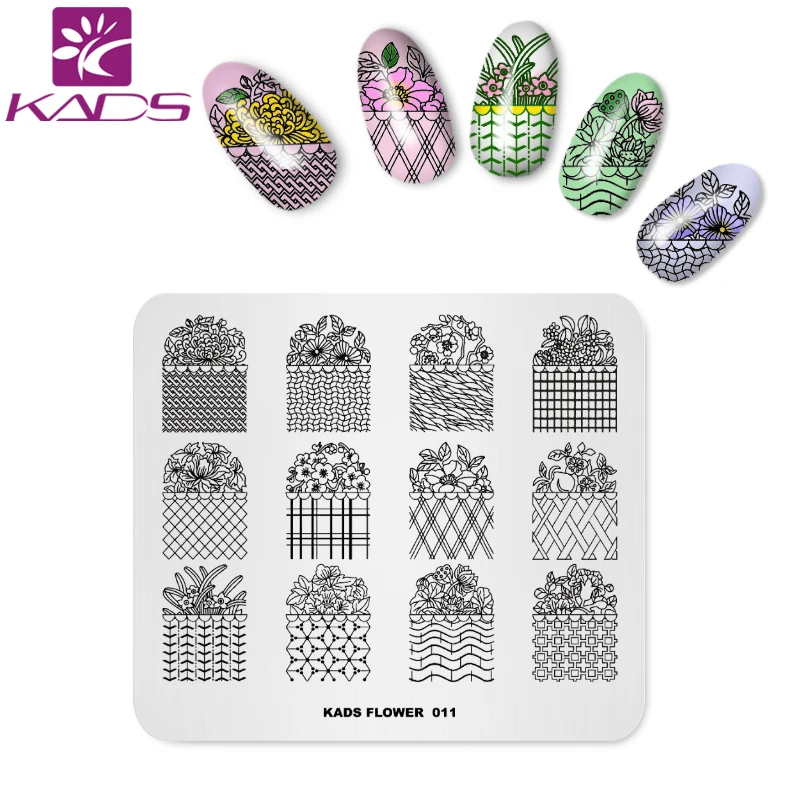 KADS New Arrival Flower 011 Series Flowers and Grass Theme Template Stencil Beauty Tools Nail Art Image Stamp Plate | Красота и