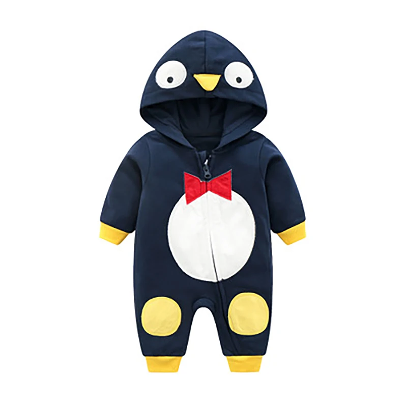 Детский комбинезон с капюшоном и изображением животных Одежда для новорожденных