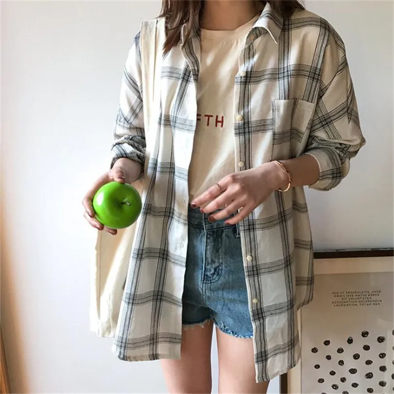 Розовая Женская клетчатая блузка рубашка весна 2019 Офисная воздухопроницаемая