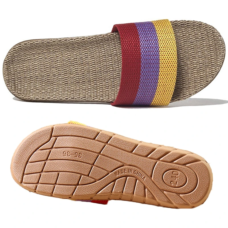 Летняя домашняя обувь женские льняные домашние тапочки Вьетнамки дышащие